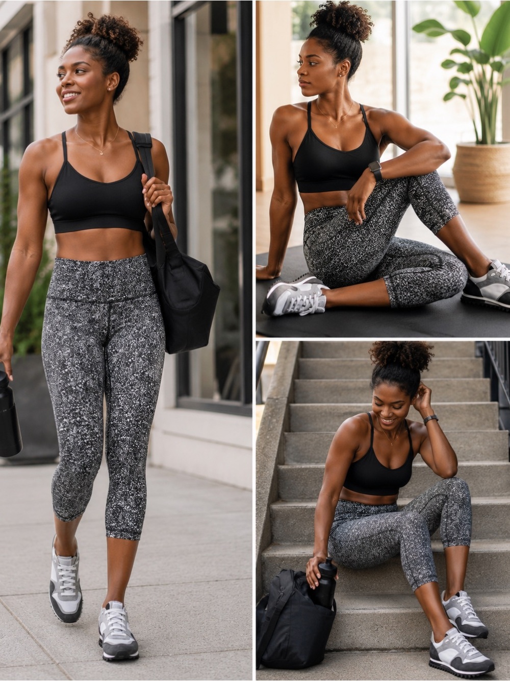 lululemon athletica Black & White Speckled High-Rise Cropped Leggings